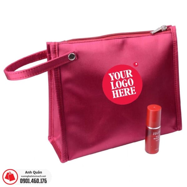 Túi đựng mỹ phẩm in logo màu đỏ