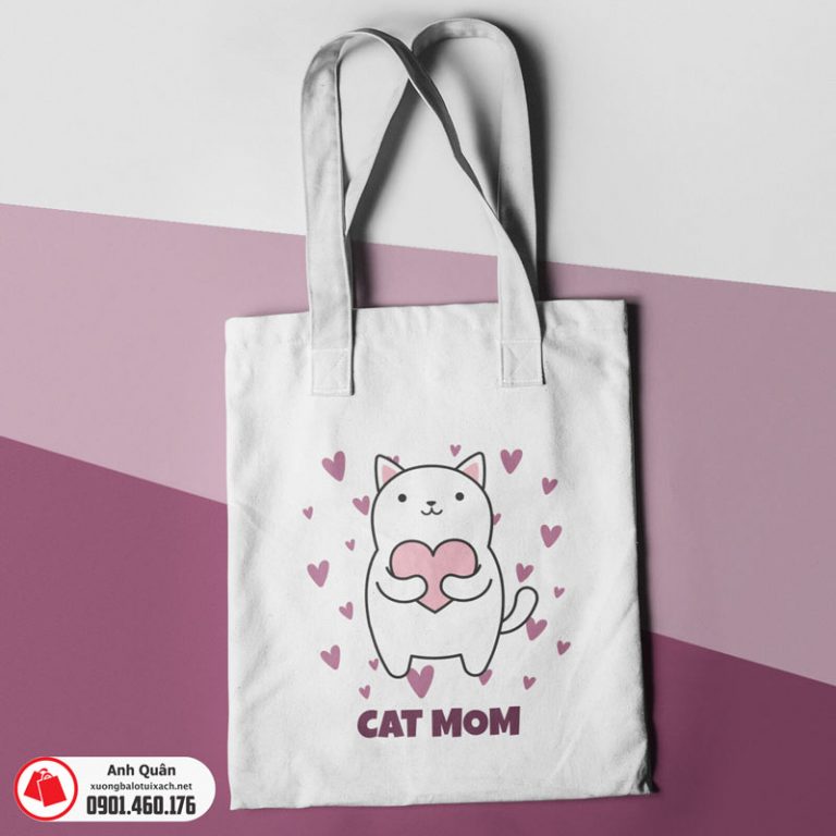 Túi vải bố in chuyển nhiệt Cat-mom