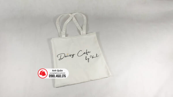 Mặt sau túi vải bố canvas có dây kéo Daisy Cafe